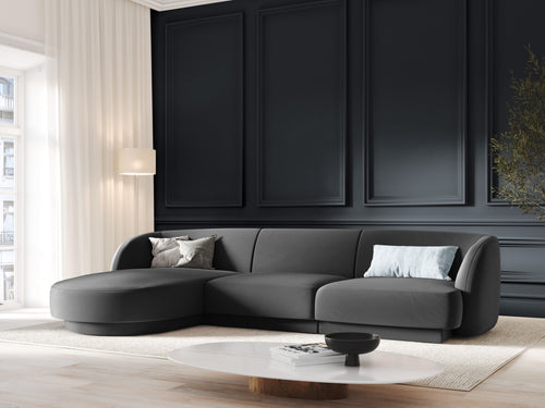 Micadoni linker hoekbank Miley 4-zits, flueel, grijs - 156x255x70cm