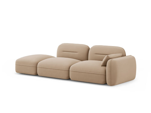 Cosmopolitan Design linker modulaire bank Sydney 3-zits, flueel, zand - 90x295x70cm