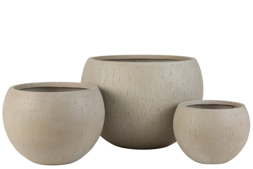 J-Line bloempot Rond Klei - keramiek - beige - 3 stuks - Ø 55.5 cm