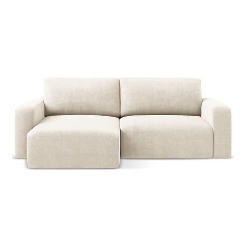 LaMiaSofa hoekbank links Ostia - chenille stof - lichtbeige - 244x149x79