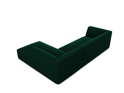 Micadoni rechter hoekbank Ruby 4-zits, flueel, flessengroen - 180x273x69cm
