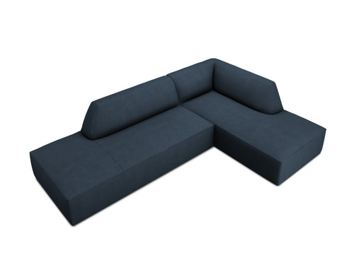 Micadoni - Rechter hoekbank "Ruby" 4 zitplaatsen, structurele stof, marineblauw - 180x273x69cm