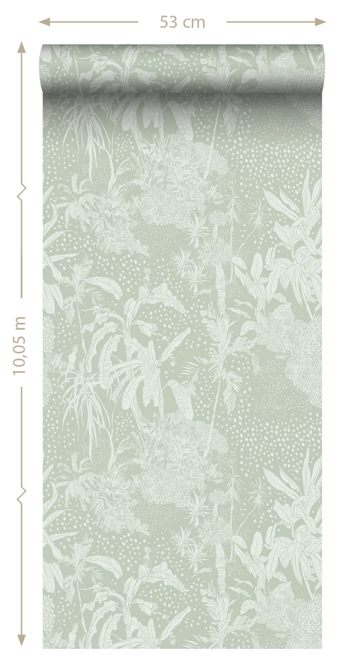 ESTAhome behang tropische bladeren mintgroen - 50 x 900 cm - 139886 - vtwonen shop