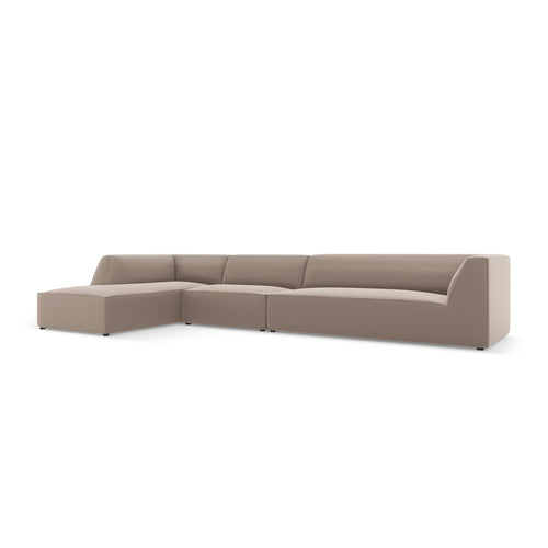 Cosmopolitan Design - Modulaire hoekbank links Siena 5-zits, imitatieleer lichtbruin - 180x366x69cm