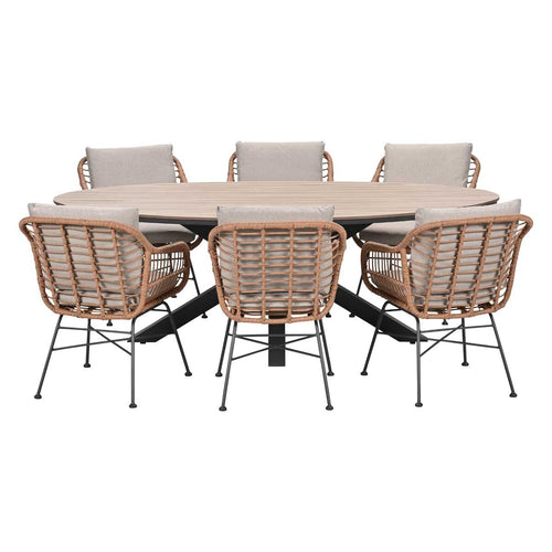 Garden Impressions Tuinset Lucas bruin 7-delig - Tulli tuintafel ovaal 220x115 cm