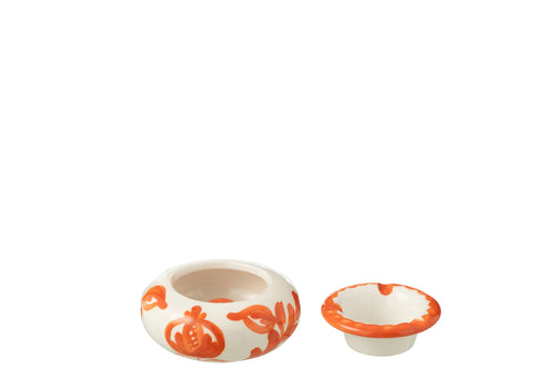 J-Line asbak Granada - keramiek - wit/oranje - small