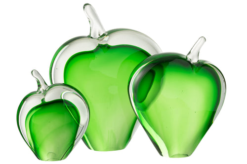 J-Line presse-papier Malum - glas - groen/transparant - set van 3