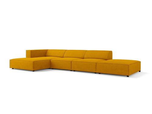 Cosmopolitan Design linker hoekbank Arendal 5-zits, chenille met ribbeleffect, mosterd - 166x341x70cm