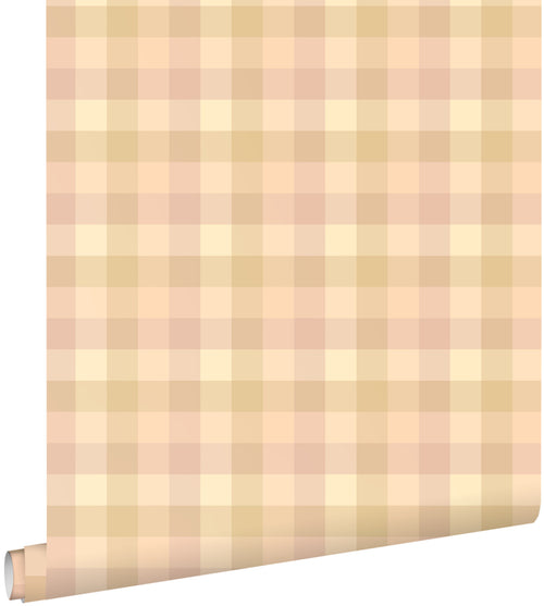 ESTAhome behang ruiten roze en beige - 50 x 900 cm - 132066