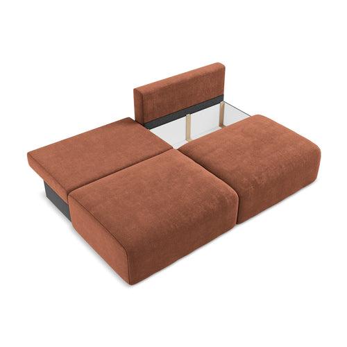 LaMiaSofa 3-zits slaapbank Ostia - chenille stof - terracotta - 216x102x79