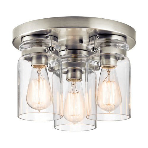 Elstead Brinley - 3 Lichts Inbouw Plafondlamp Geborsteld Nikkel, E27