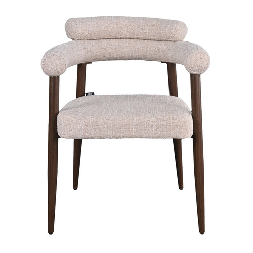 DÉJA Living Eetkamerstoel Lidingö - Beige/Walnoot Stof - Set van 2