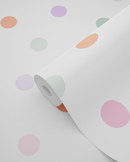 ESTAhome behang stip paars, oranje, roze en groen - 50 x 900 cm - 131622 - vtwonen shop