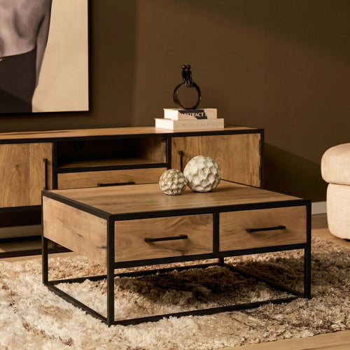 Starfurn Salontafel Dakota - Vierkant Naturel Hout - Ø80x40cm