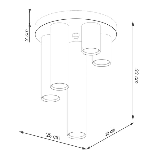 Sollux Lighting Plafondlamp LAGOS 5P wit - 25x25x33cm