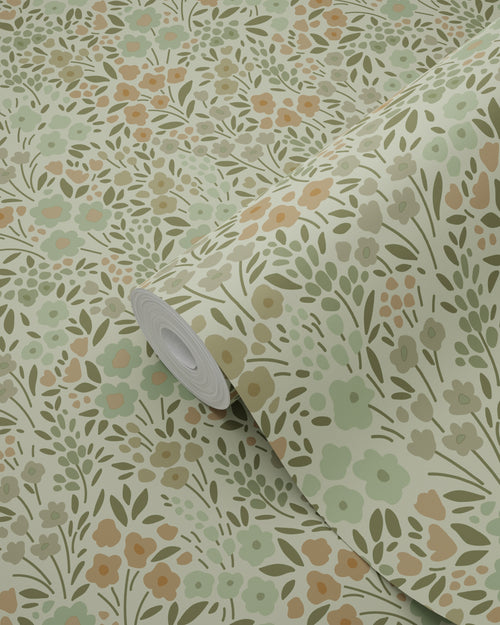 ESTAhome behang bloemetjes vergrijsd groen - 53 cm x 10.05 m - 139699 - vtwonen shop