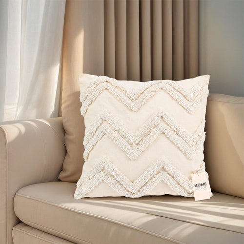 HOME DELUXE Getufte kussenhoes JARA zigzag met kussenvulling - crème - vtwonen shop