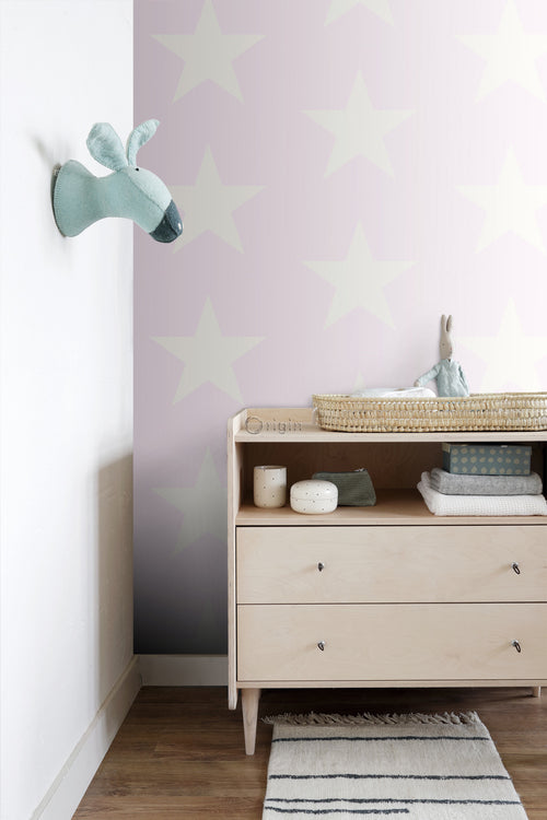 Origin Wallcoverings behang sterren glanzend roze en wit - 53 cm x 10.05 m - 346827