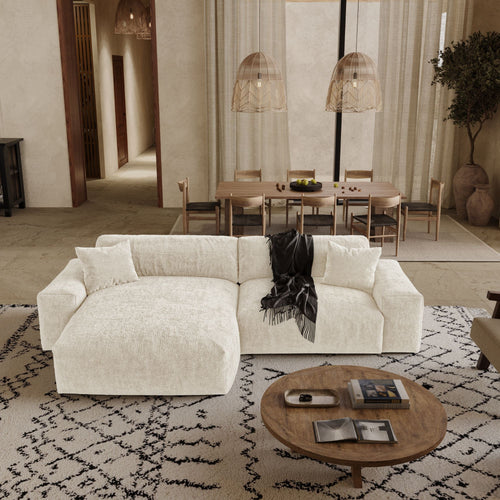 Premium Interiors - Linkerhoekbank CHEER - gewaafd fluweel beige 312cm