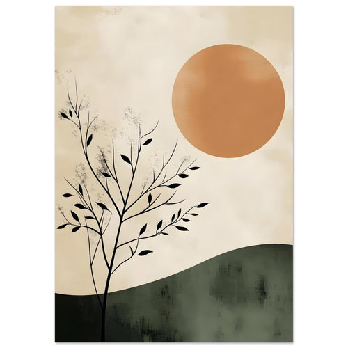 Artfulprints Poster Boho – Sunset hill   - A4 21x29.7 cm - Meerkleurig