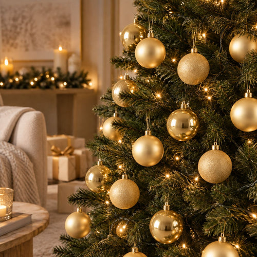 Mica Decorations Kerstballen Set Goud 46 Stuks - Onbreekbare Kerstballen van Kunststof - Diameter 4, 6 en 8 cm - Veilig voor Kinderen en Huisdieren -