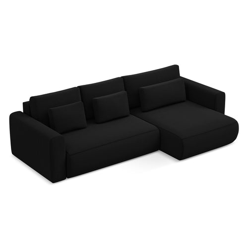 LaMiaSofa hoekbank rechts Perugia - velours - zwart - 278x149x82
