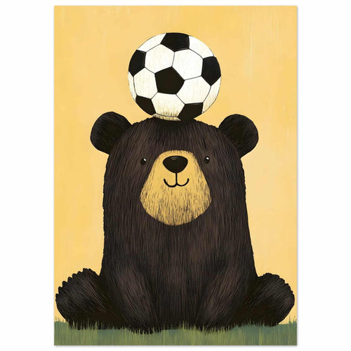 Artfulprints  Voetballende beer   poster 50x70 cm - vtwonen shop