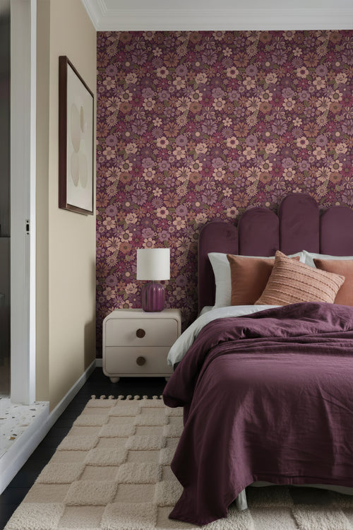 ESTAhome behang retro bloemen mauve paars - 50 x 900 cm - 131638