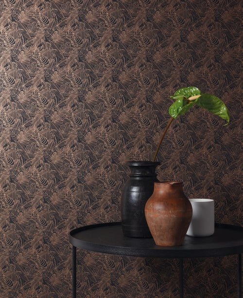 Masureel behang bladeren zwart - 53 cm x 10.05 m - 631946