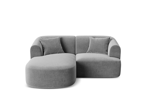 Cosmopolitan Design Modulaire hoekbank links Campi 3-zits, flueel grijs - 156x180x70cm