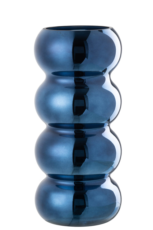 J-Line vaas Rups - glas - blauw - 30 cm hoog