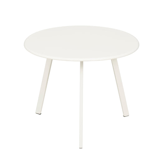 Mica Decorations Seatle Bijzettafel voor Buiten - Salontafel Rond - Plantentafel en Koffietafel - H30 x Ø38 cm - Metaal - Wit