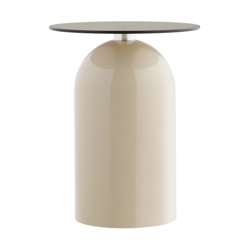 Artichok Raiza metalen bijzettafel beige met glazen blad - Ø40