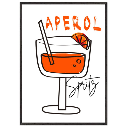 Artfulprints Poster met Lijst Aperol Spritz - Minimalistic   - 70x100 cm - Oranje