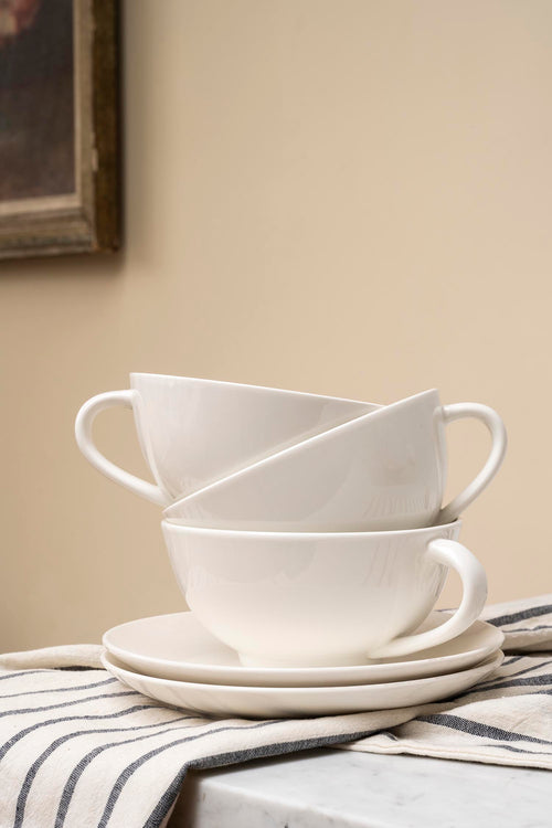 vtwonen - Schaal set - Met oor - Wit - Porselein - Ø15,5cm - 2 stuks