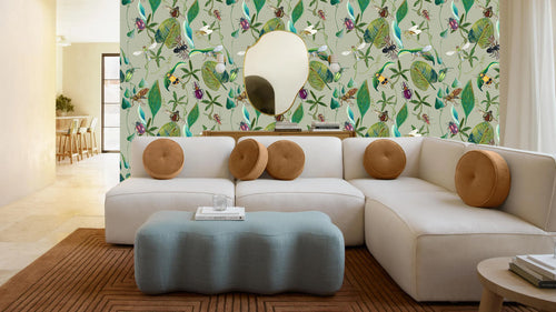 Catchii Behang Flourishing Flora pastel groen