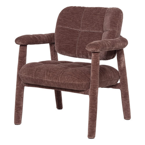 WOOOD fauteuil Loom - Chenille - Structuur Oudroze - 81x72x73