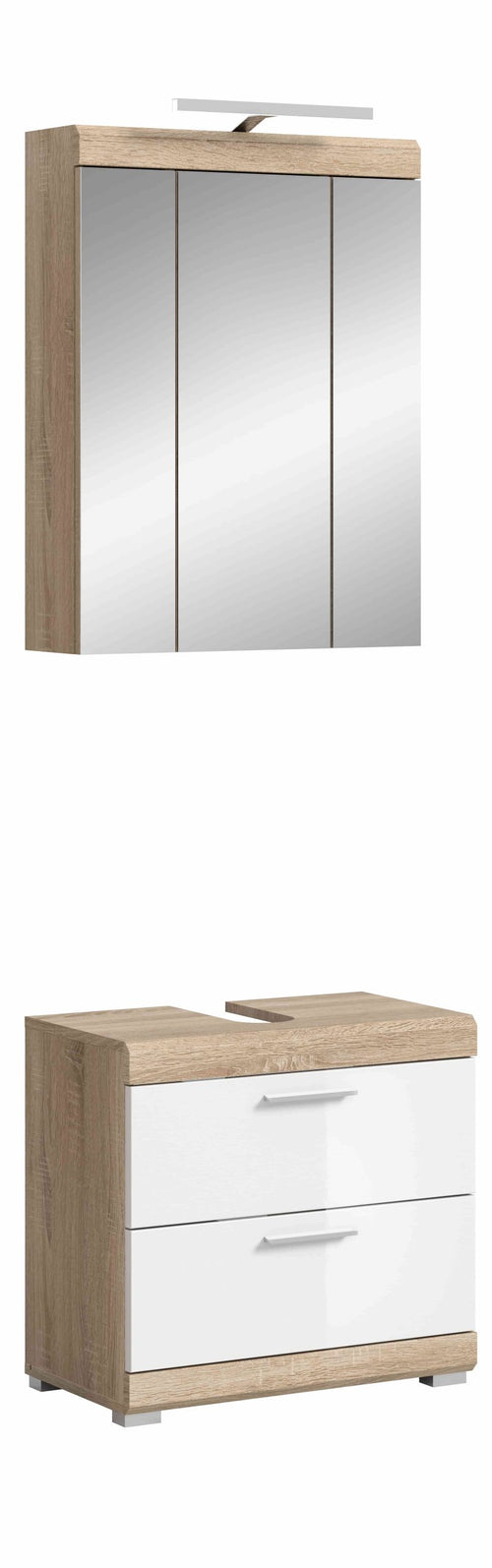 Furnilux Badkamercombinatie In Sonoma Eik Licht En Wit Hoogglans Diepgetrokken - 60cm x 191cm x 37cm - vtwonen shop