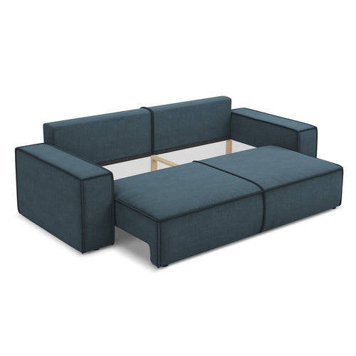 LaMiaSofa 3-zits slaapbank Livorno - textuurstof - jeans - 255x105x85