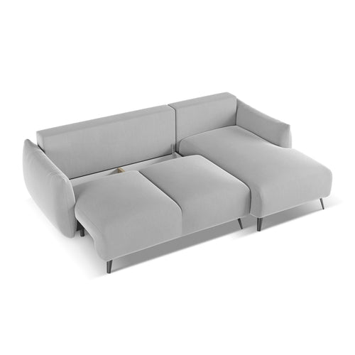 LaMiaSofa hoekbank rechts Genova - velours - grijs - 242x162x86