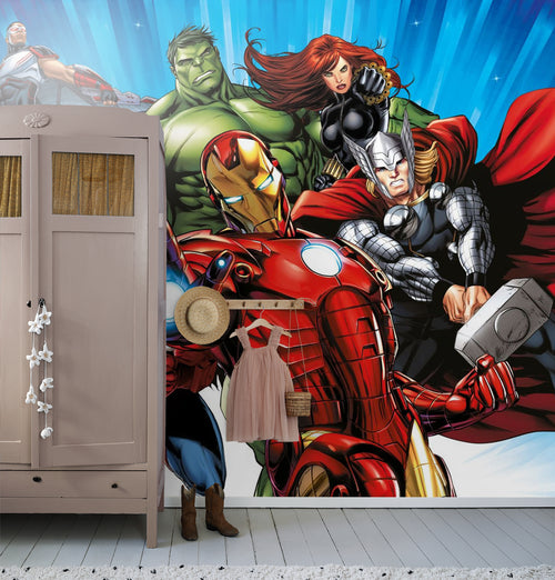 Sanders & Sanders fotobehang The Avengers blauw, groen en rood - 375 x 270 cm - 601033