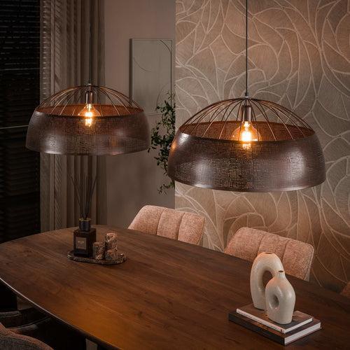 Giga Meubel Hanglamp Screen - Koper Metaal - 2-Lichts Designlamp - Ø60cm