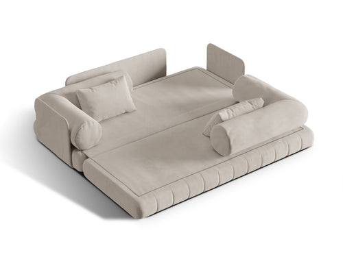 Cosmopolitan Design Converteerbare bank Kemi 3-zits, flueel beige - 95x206x70cm