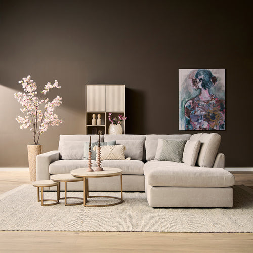 MySofa Hoekbank Jesse - Beige Stof Rechts - 271x222x92cm