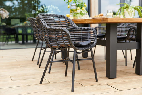 Hartman Tuinstoel Cecilia - Zwart Wicker - Zithoogte 44cm