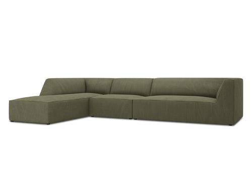 Micadoni linker hoekbank Ruby 5-zits, ribfluwelen, groente - 180x366x69cm