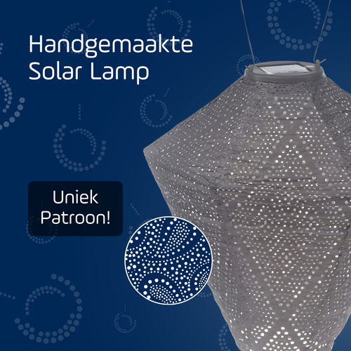 Lumiz solar lampion - ikat diamond - 28 cm - taupe - vtwonen shop