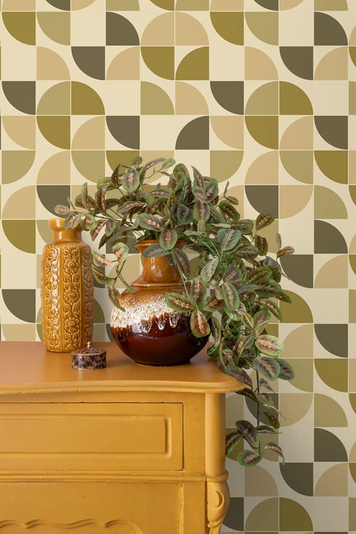 ESTAhome behang retro ornamenten olijfgroen - 50 x 900 cm - 132022