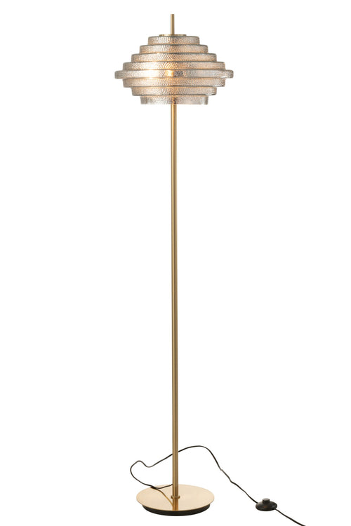 J-Line vloerlamp - metaal/glas - goud - LED lichtjes