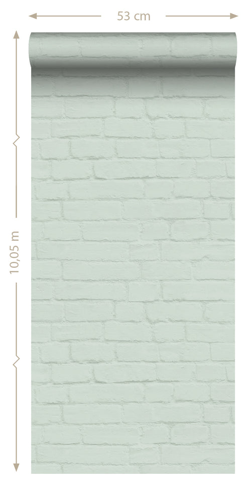 ESTAhome behang bakstenen mintgroen - 53 cm x 10.05 m - 139193